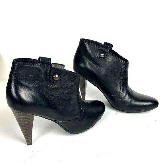 COACH Aliza Black Leather Ankle Booties High Heels size US 7 - Picture 4 of 16